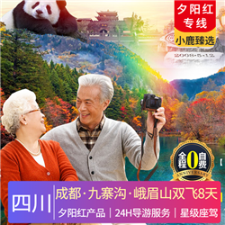 廣東到國內旅游夕陽紅 成都 九寨溝 峨眉山雙飛8天 全程臻選親愛的爸媽 專用上網旅游車輛 隨車配備親愛的爸媽 醫療百寶箱